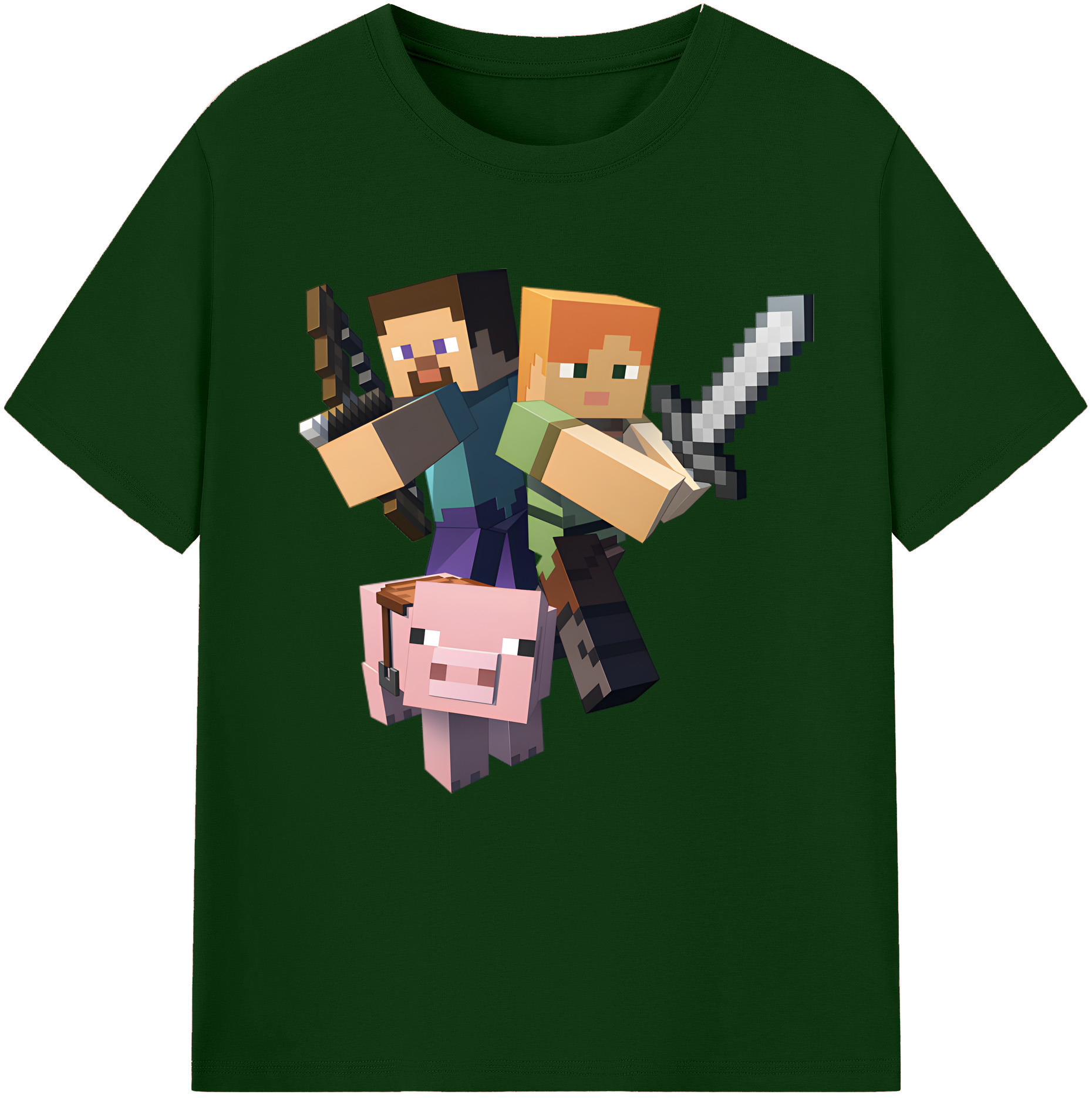 （画像用） マインクラフト ブロックの世界 Minecraft MC Block world 綿100％半袖Tシャツ（フロントプリント）